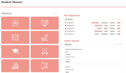 NOTION STUDENT PLANNER TEMPLATE