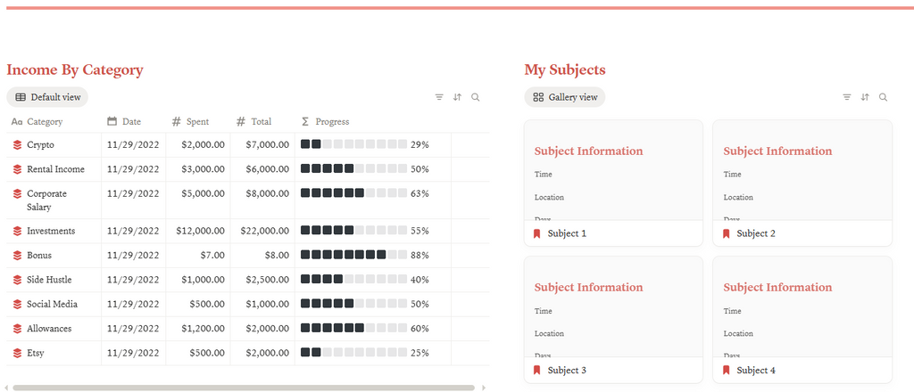 NOTION STUDENT PLANNER TEMPLATE